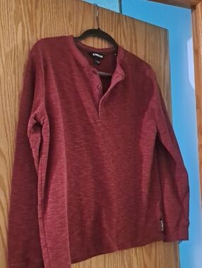 Karbon Men's Long Sleeve Henley Shirt - Burgundy